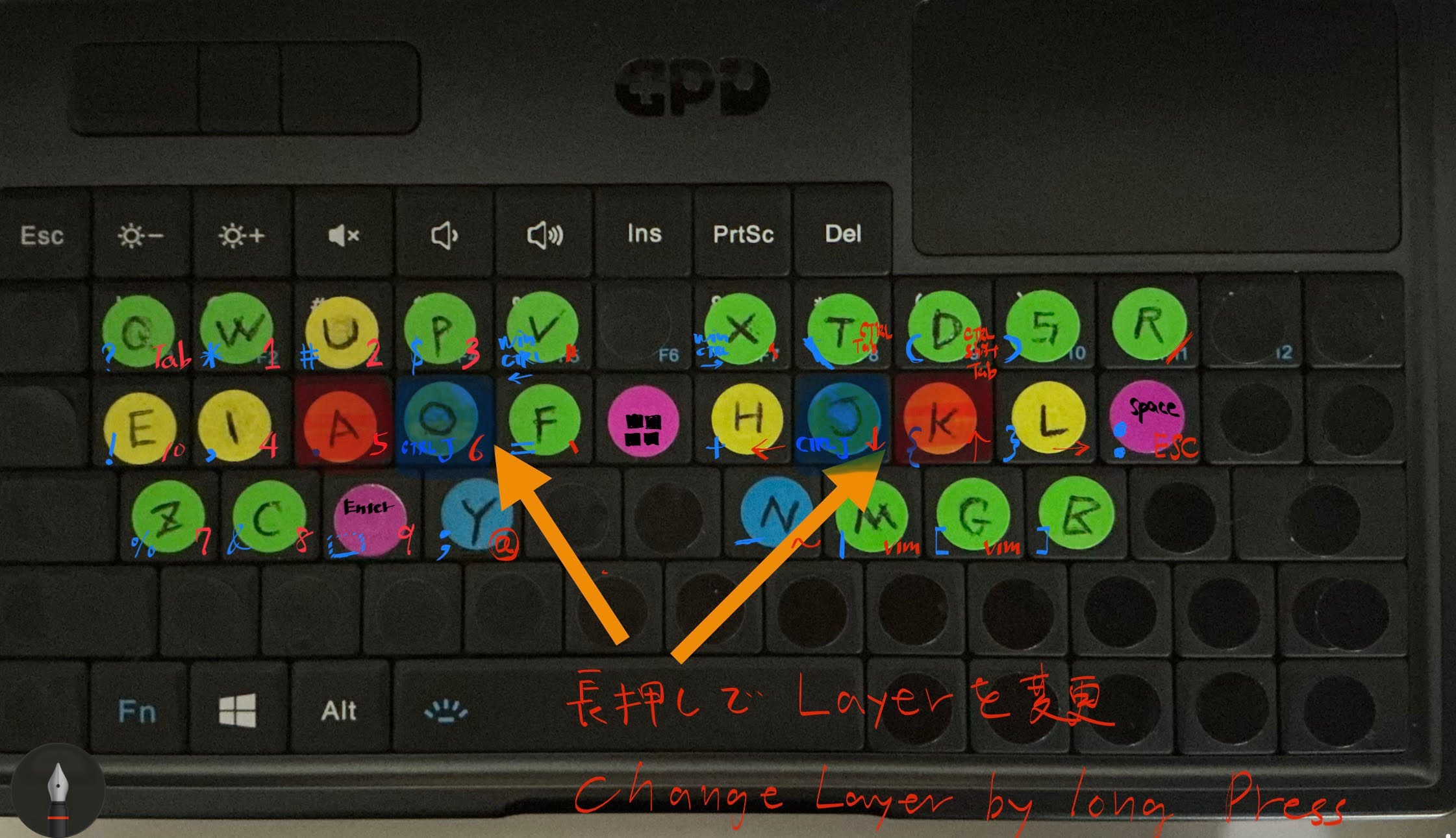 GPD Micro PC 2 Keyboard Layer Layout